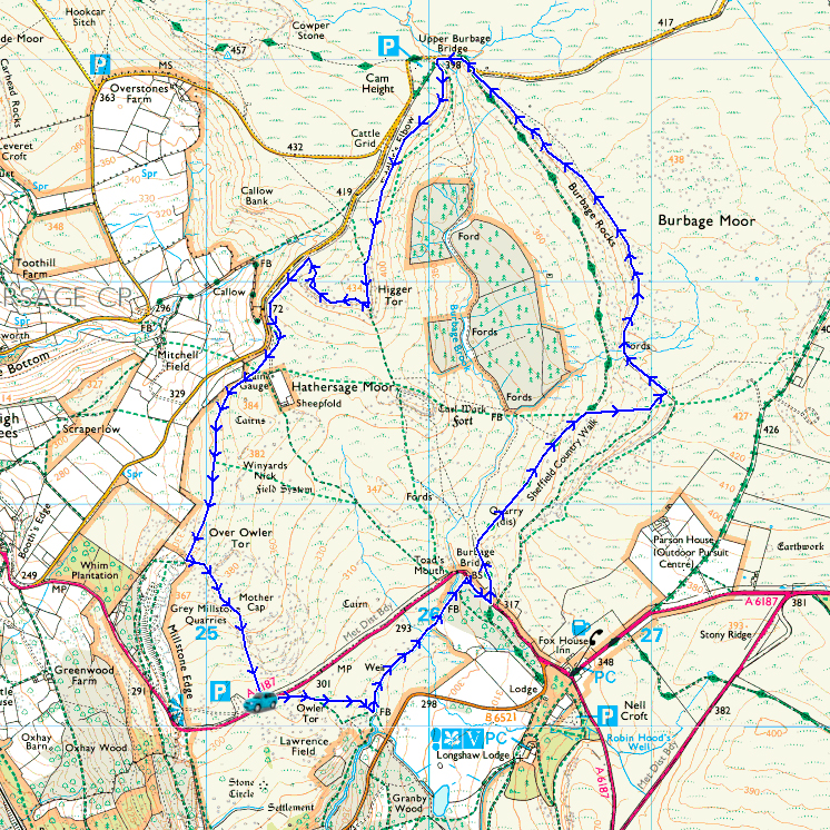 Over Owler Tor England Map